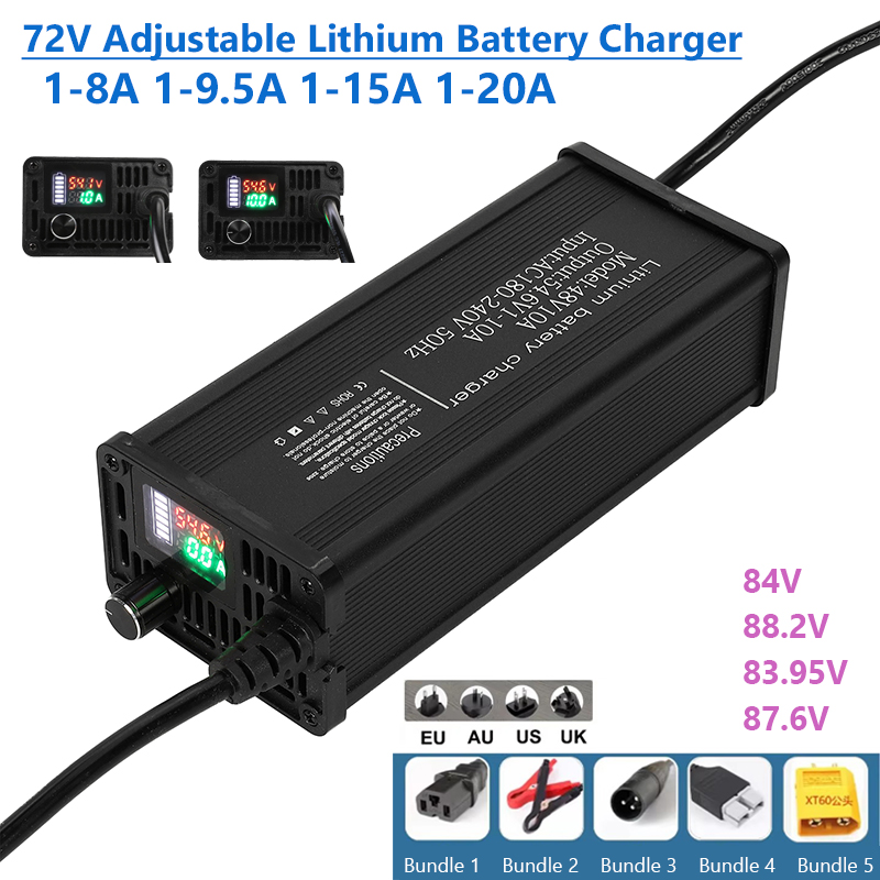 72V 15A Fast Charger - Regulowany ładowarka do akumulatorów litowych 72V